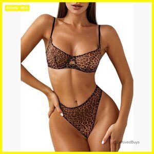 Mesh Sheer Underwire Push Up Lingerie Set Size Medium Slim Fit